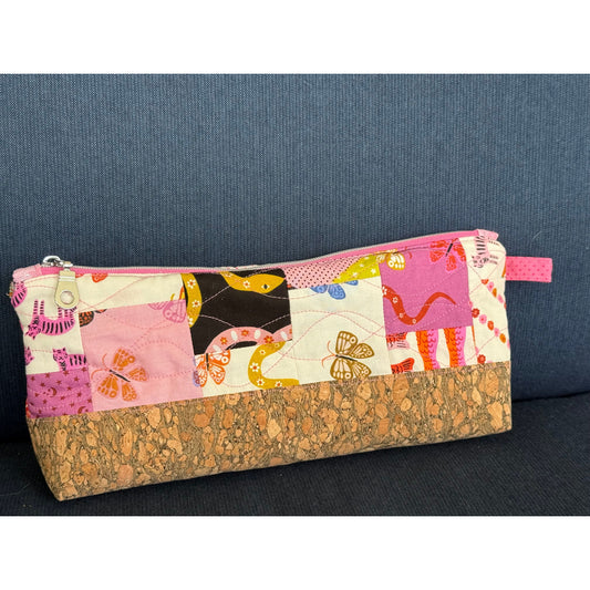 Animal Pink Quilted Pencil Pouch