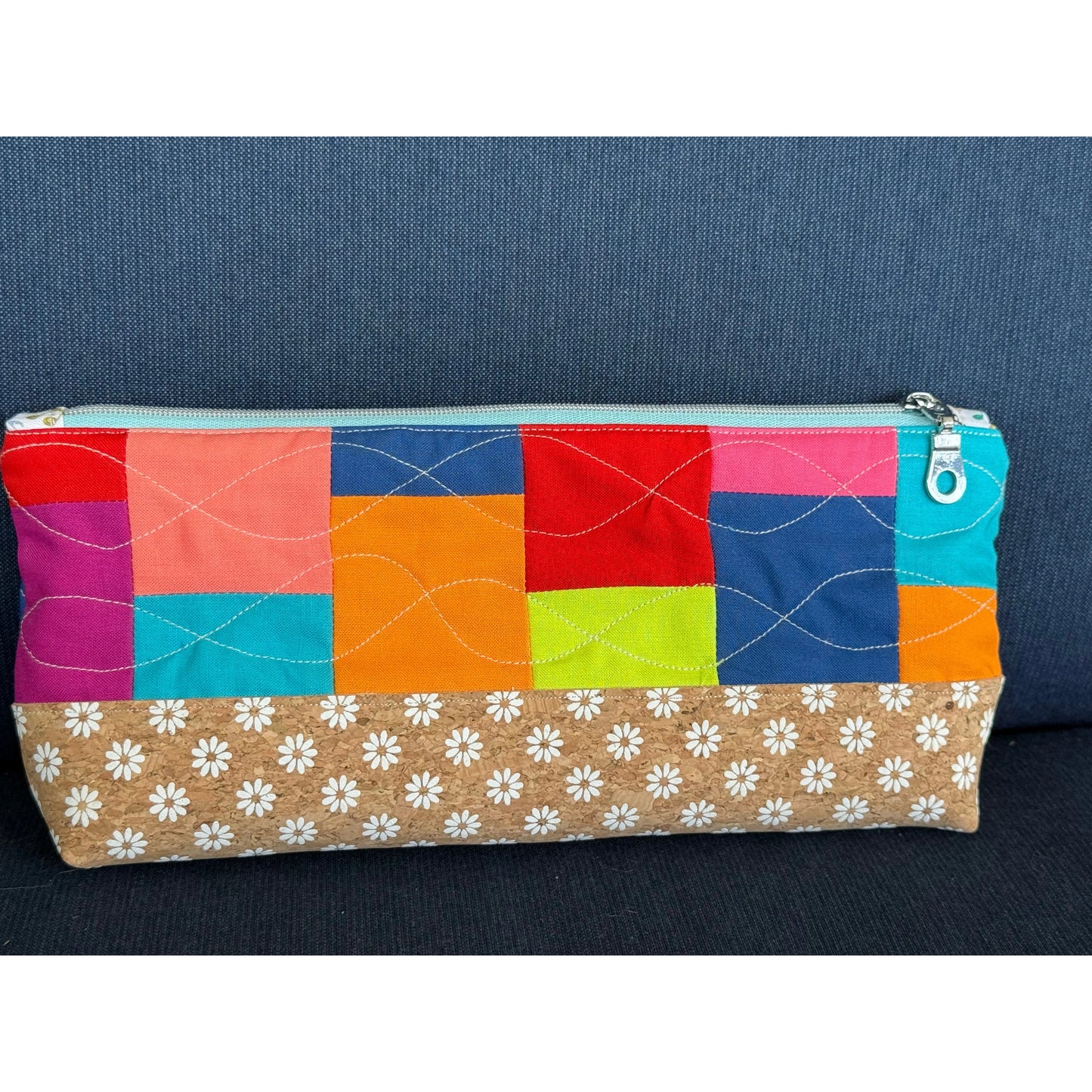 Color Block Quilted Pencil Pouch