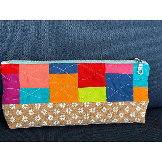 Color Block Quilted Pencil Pouch
