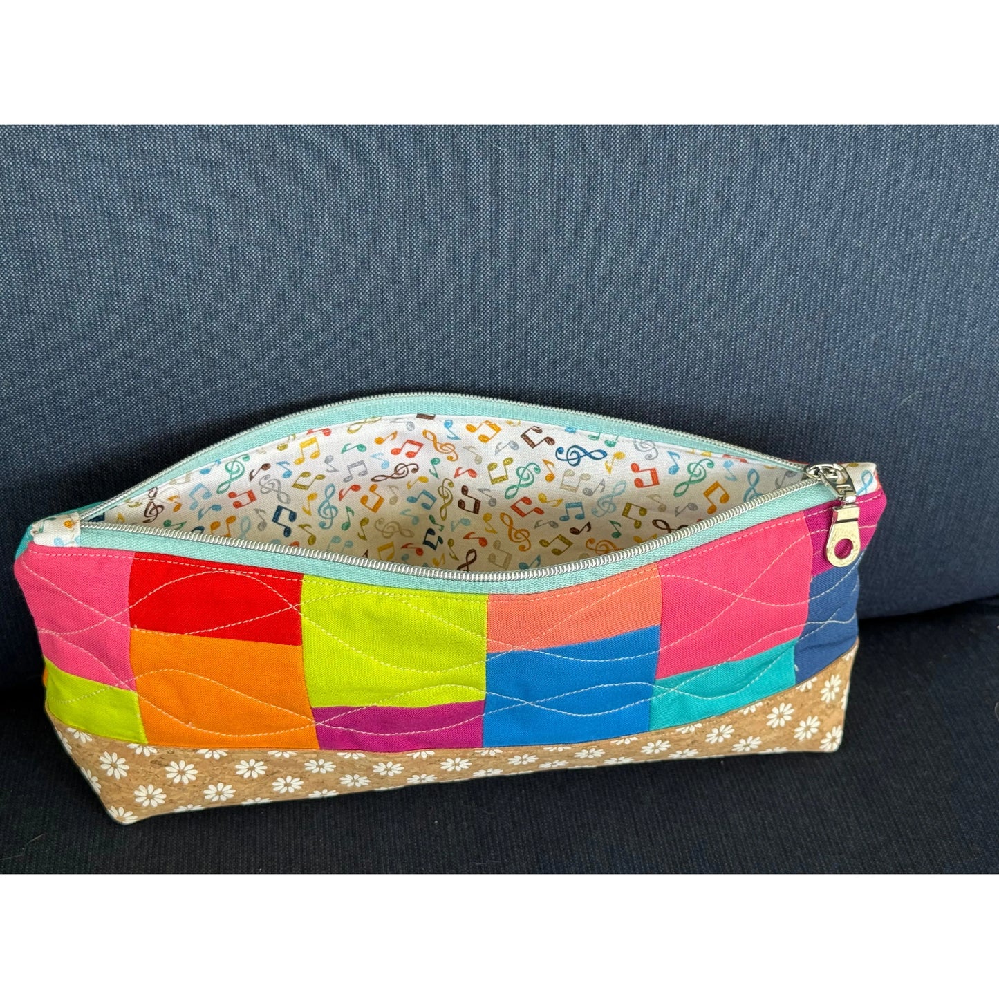 Color Block Quilted Pencil Pouch