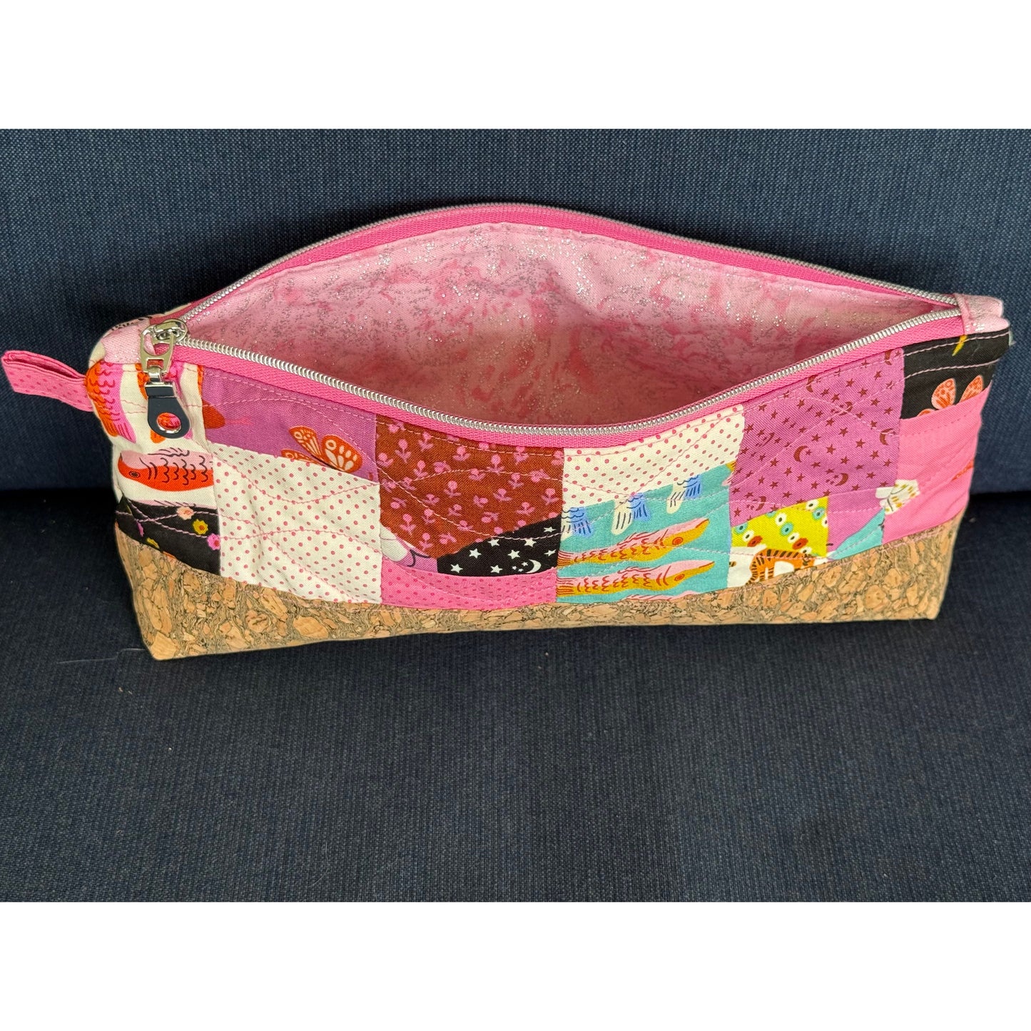 Animal Pink Quilted Pencil Pouch