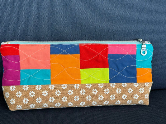 Color Block Quilted Pencil Pouch