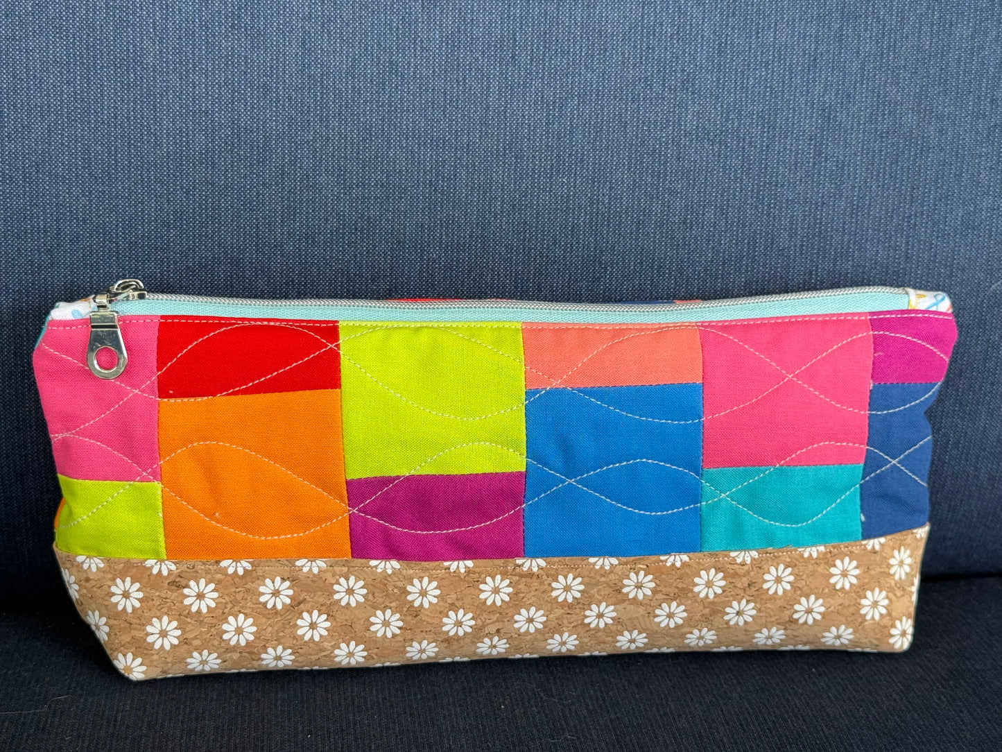 Color Block Quilted Pencil Pouch
