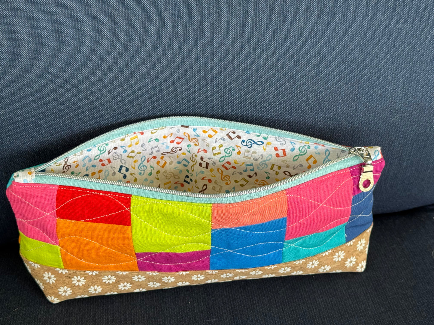 Color Block Quilted Pencil Pouch