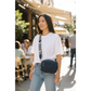 Navy Blue Crossbody Bag with Chevron Strap
